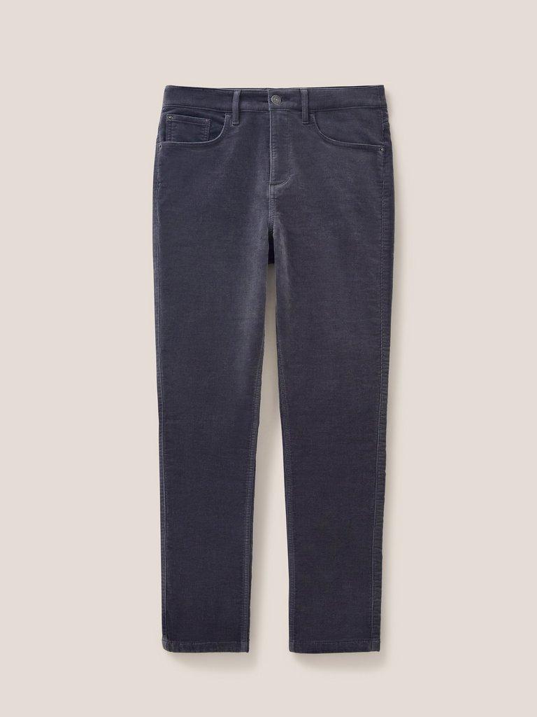Amelia Skinny Cord Trouser in MID GREY - FLAT FRONT