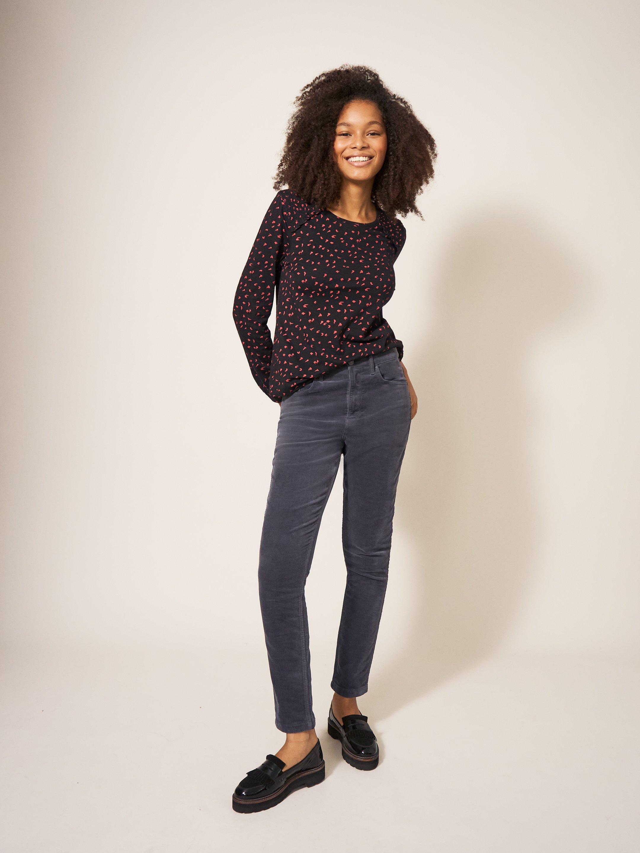 Amelia Skinny Cord Trouser in MID GREY - LIFESTYLE