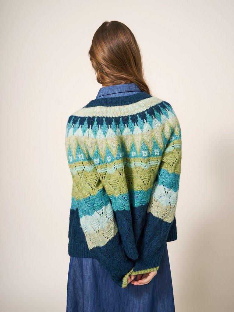 YOKE CARDI in GREEN MLT - MODEL BACK