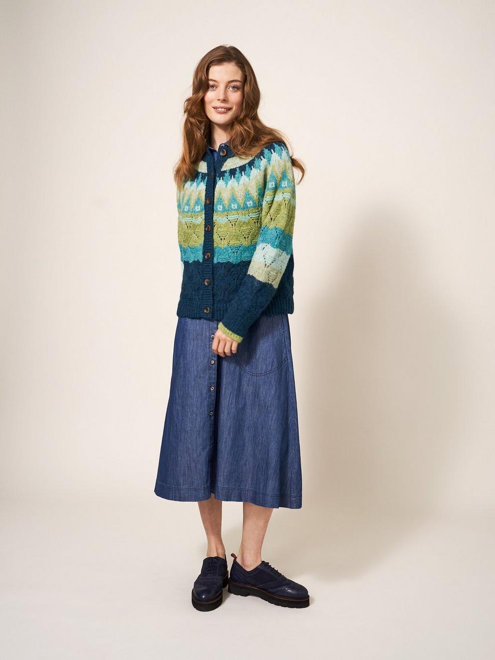 YOKE CARDI in GREEN MLT - MODEL DETAIL