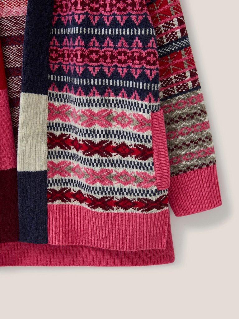 COCOON PATTERN CARDI FAIRISLE in RED MLT - FLAT DETAIL