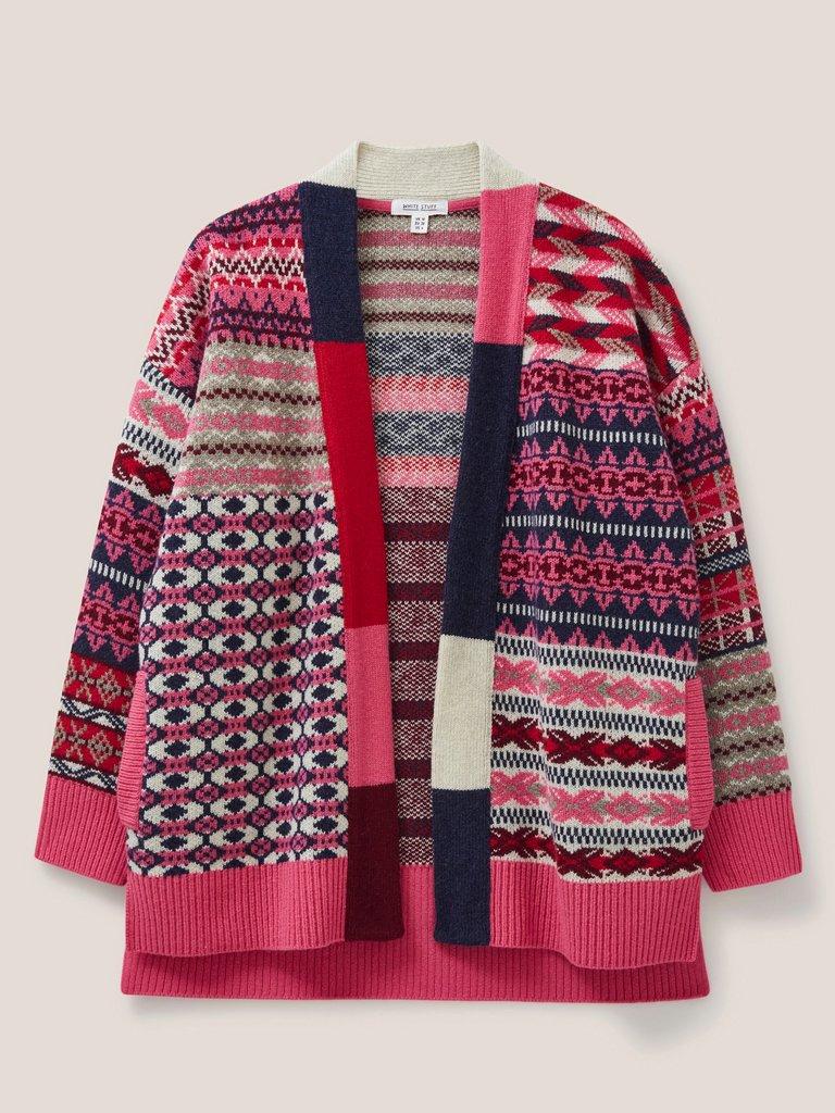 COCOON PATTERN CARDI FAIRISLE in RED MULTI | White Stuff