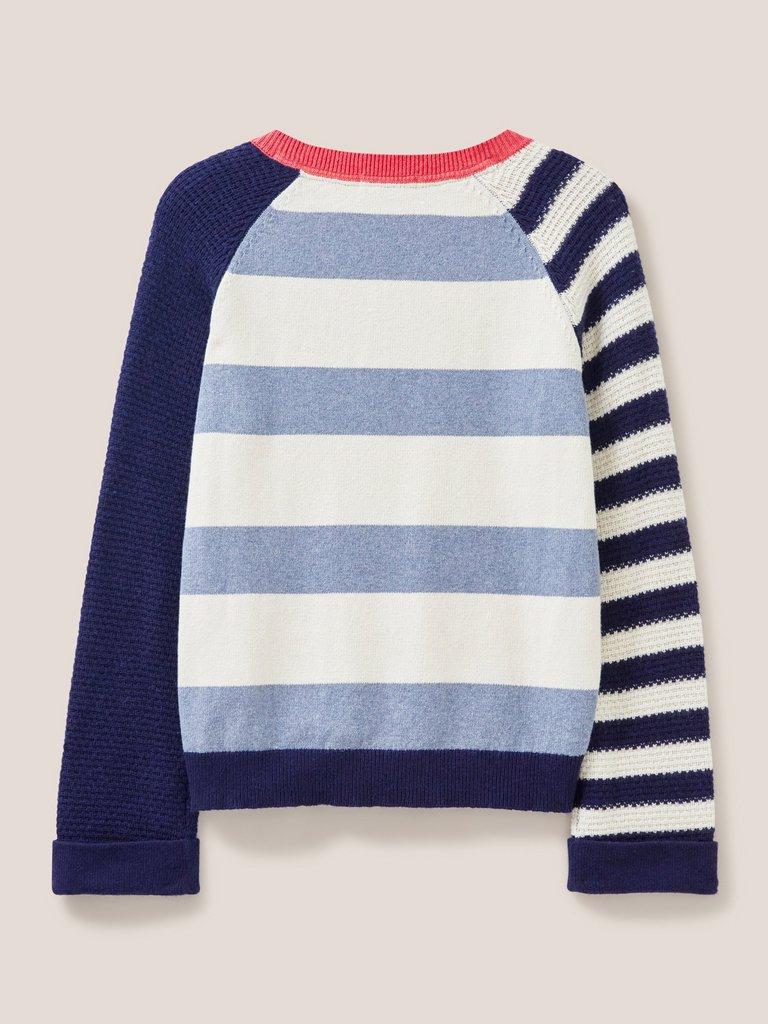 TYNE STRIPE JUMPER in TEAL MLT - FLAT BACK