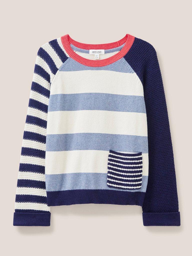 TYNE STRIPE JUMPER in TEAL MLT - FLAT FRONT