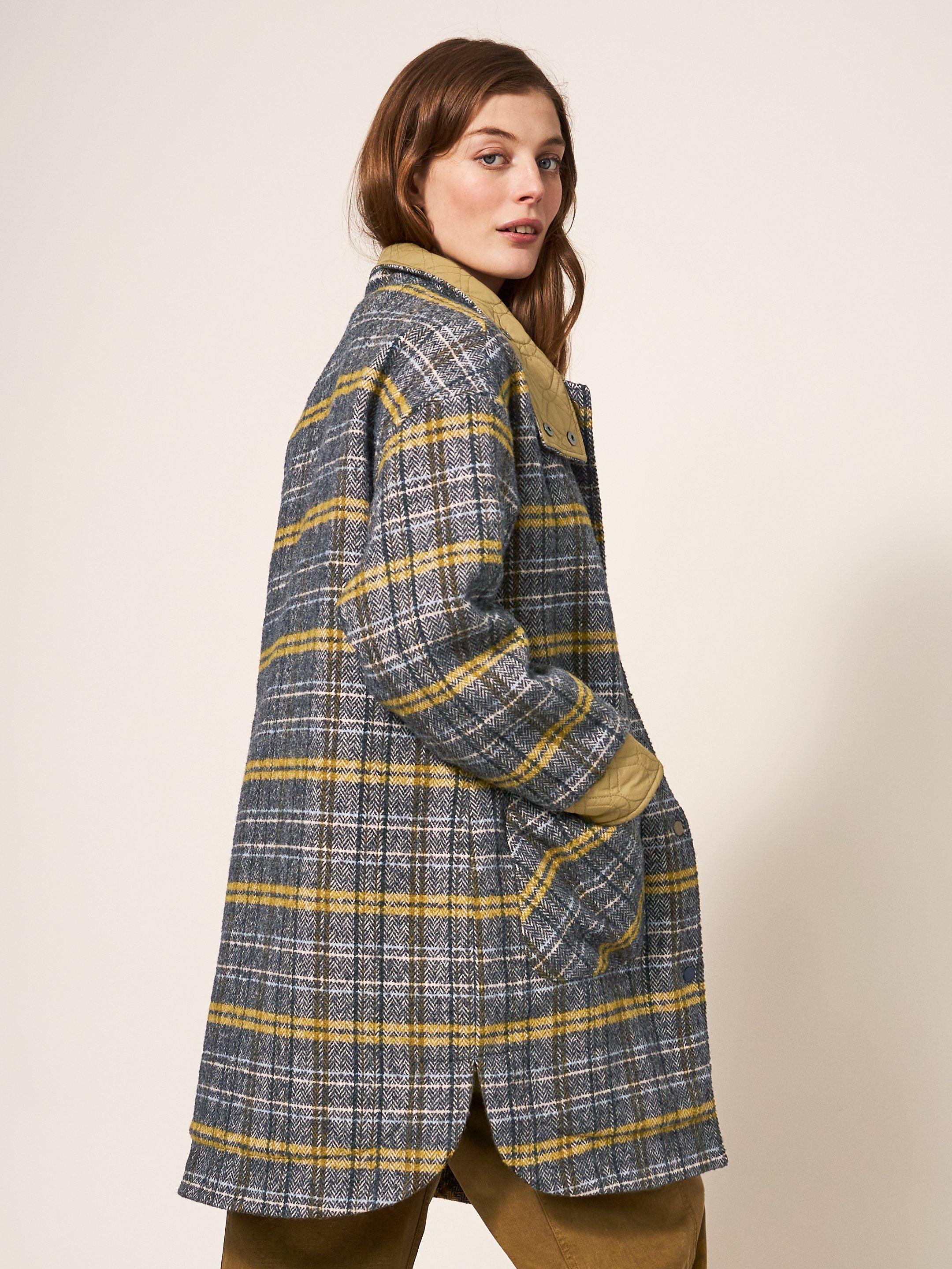 Maddie Reversible Coat in GREY MLT - MODEL BACK