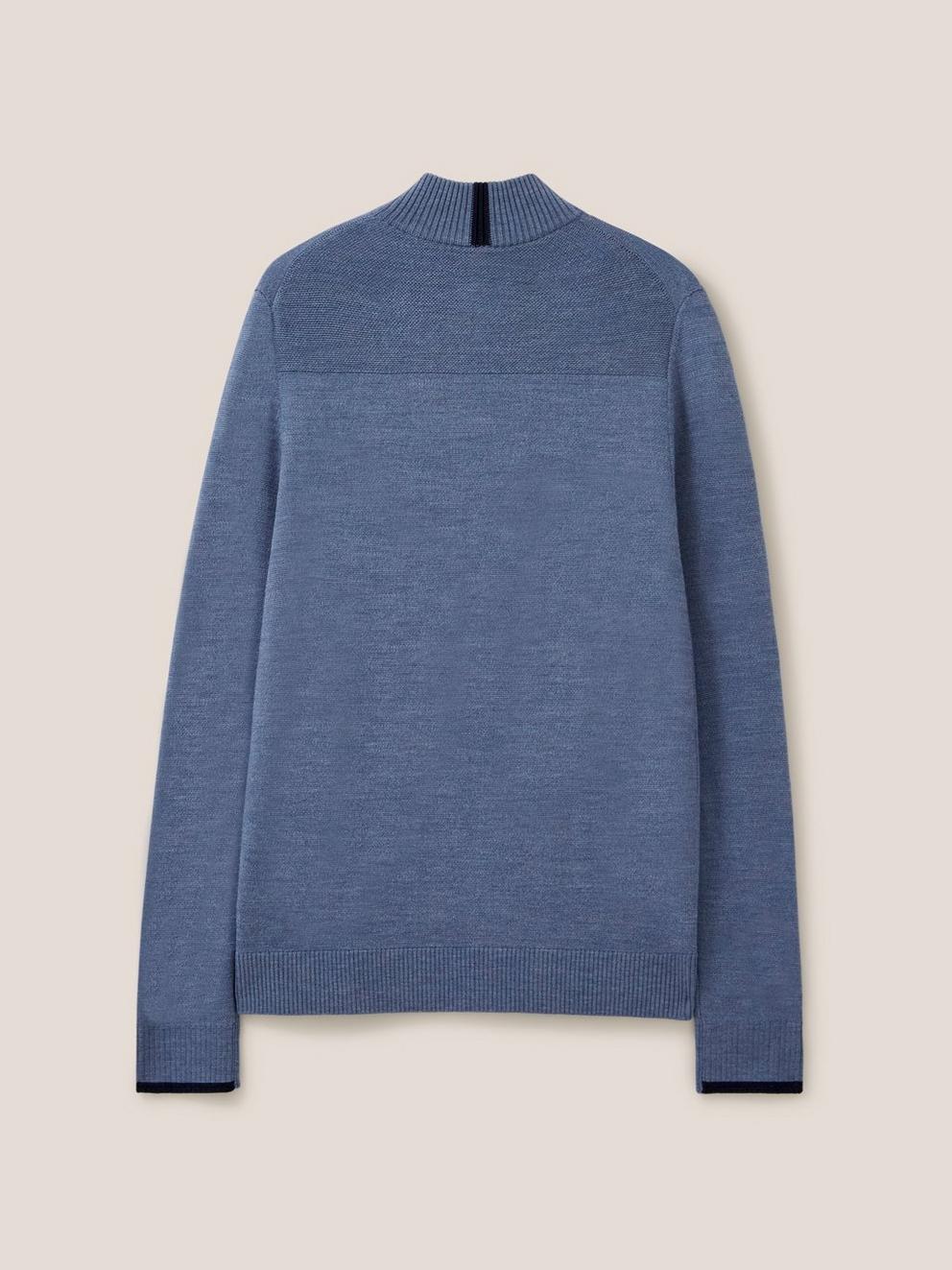 Newport Wool Merino Jumper in CHAMB BLUE - FLAT BACK