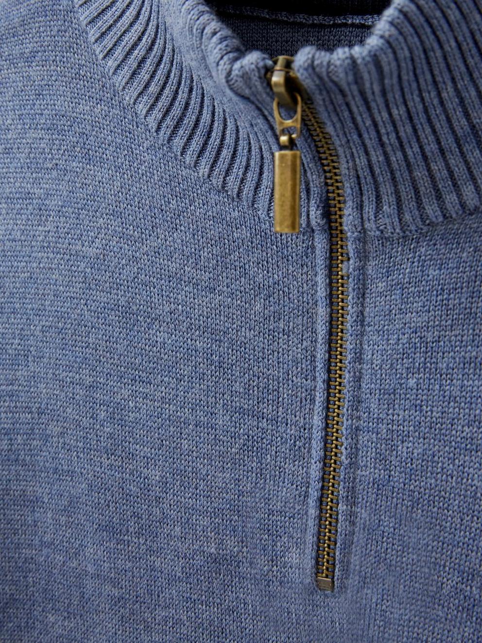 Newport Wool Merino Jumper in CHAMB BLUE - FLAT DETAIL