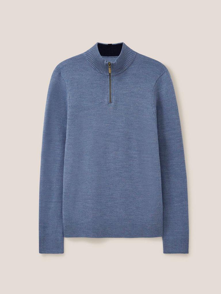 Newport Wool Merino Jumper in CHAMB BLUE - FLAT FRONT