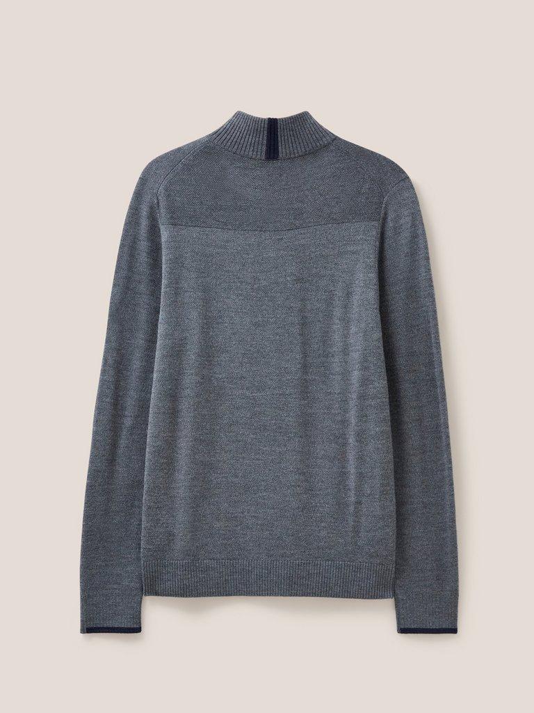 Newport Merino Jumper in CHARC GREY - FLAT BACK