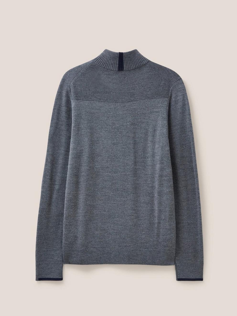 Newport Wool Merino Jumper in CHARC GREY - FLAT BACK