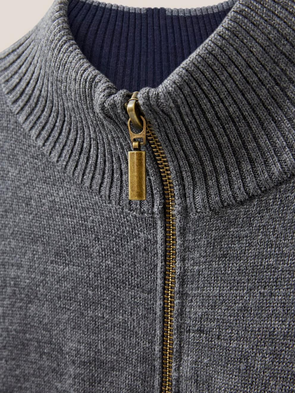 Newport Wool Merino Jumper in CHARC GREY - FLAT DETAIL