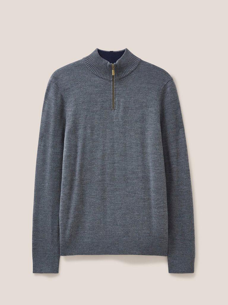 Newport Merino Jumper in CHARC GREY - FLAT FRONT