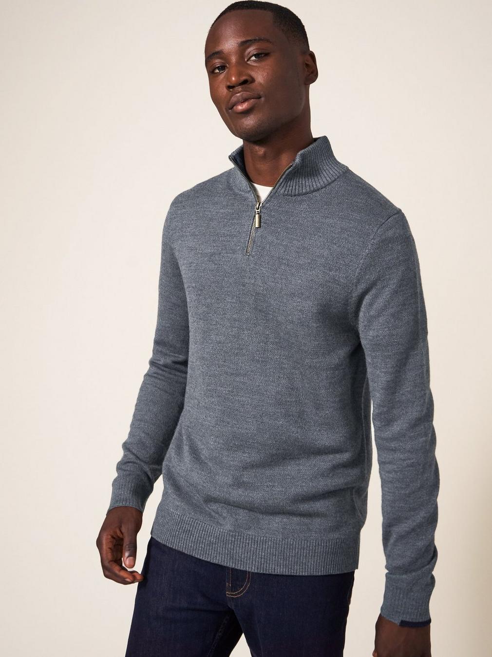 Newport Merino Jumper in CHARC GREY - LIFESTYLE