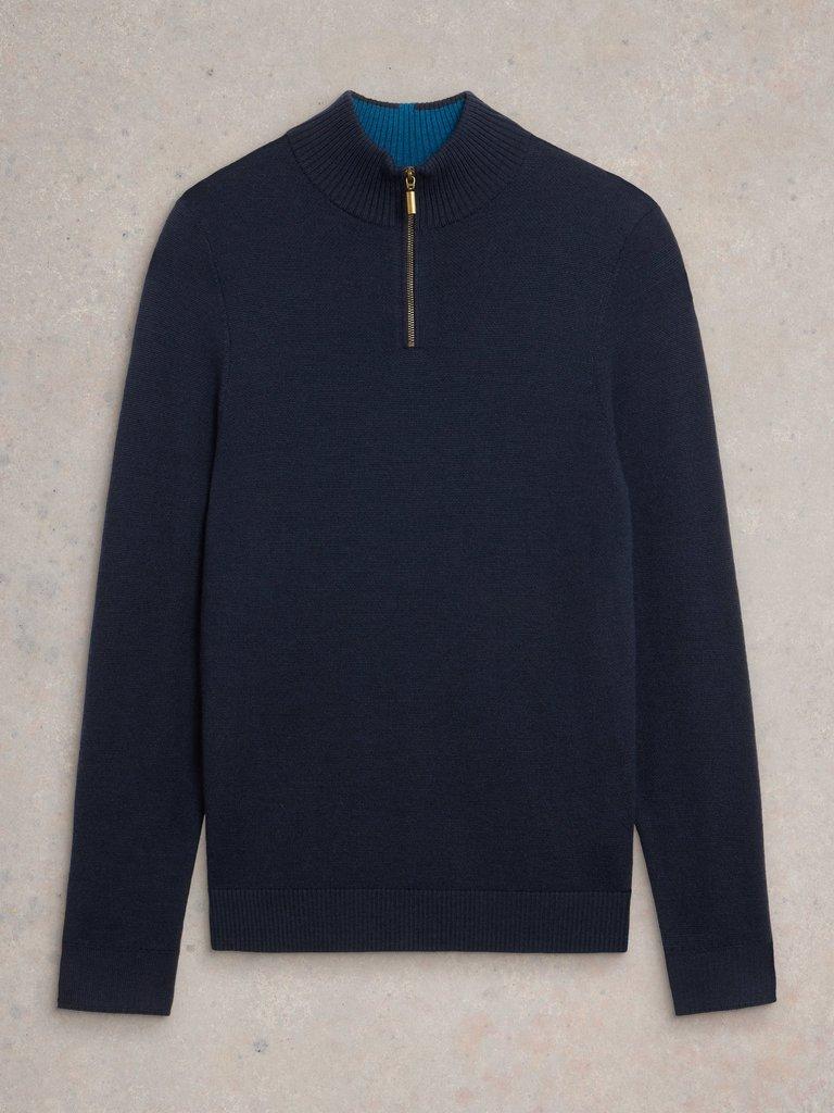 Newport Wool Merino Jumper in DARK NAVY - FLAT FRONT