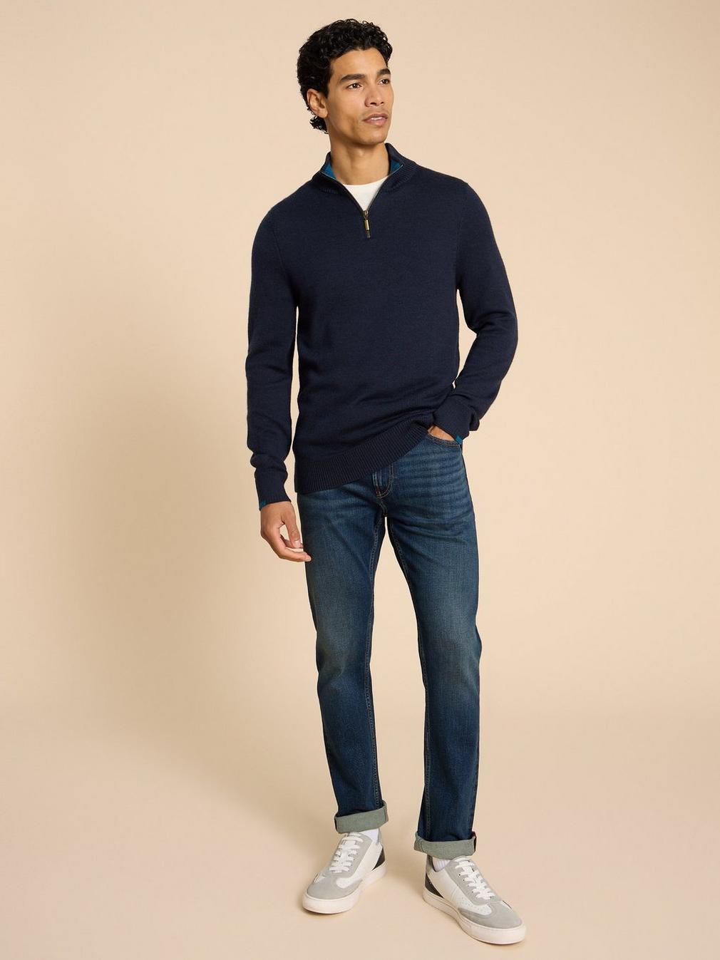 Newport Merino Jumper in DARK NAVY - LIFESTYLE