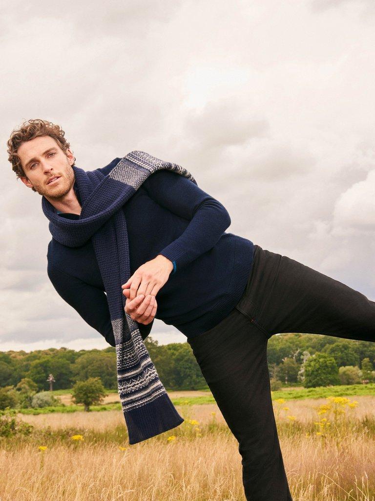 Newport Merino Jumper in DARK NAVY - MIXED