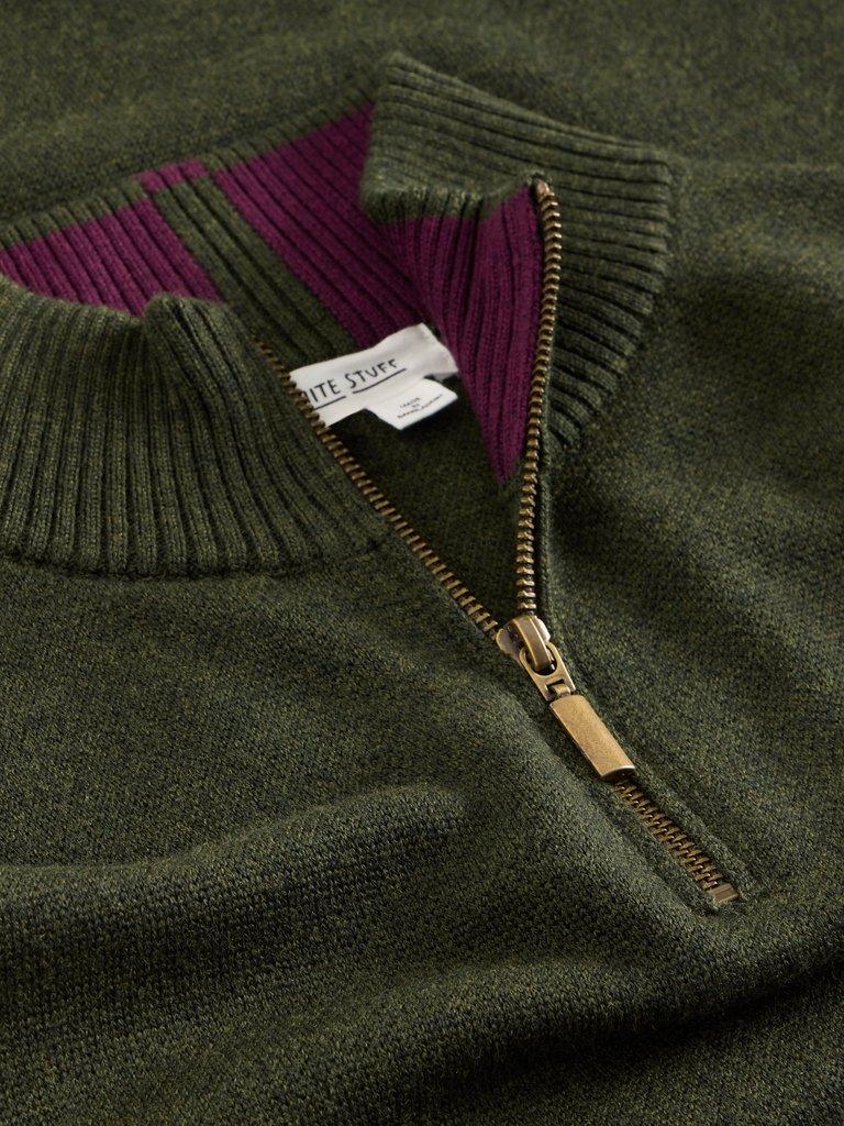 Newport Wool Merino Jumper in DK GREEN - FLAT DETAIL