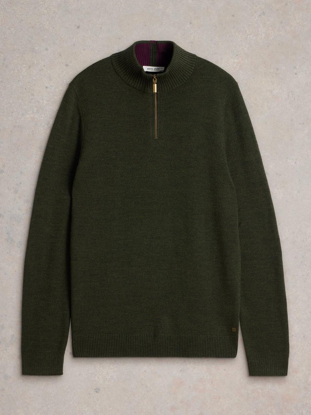 Newport Wool Merino Jumper in DK GREEN - FLAT FRONT