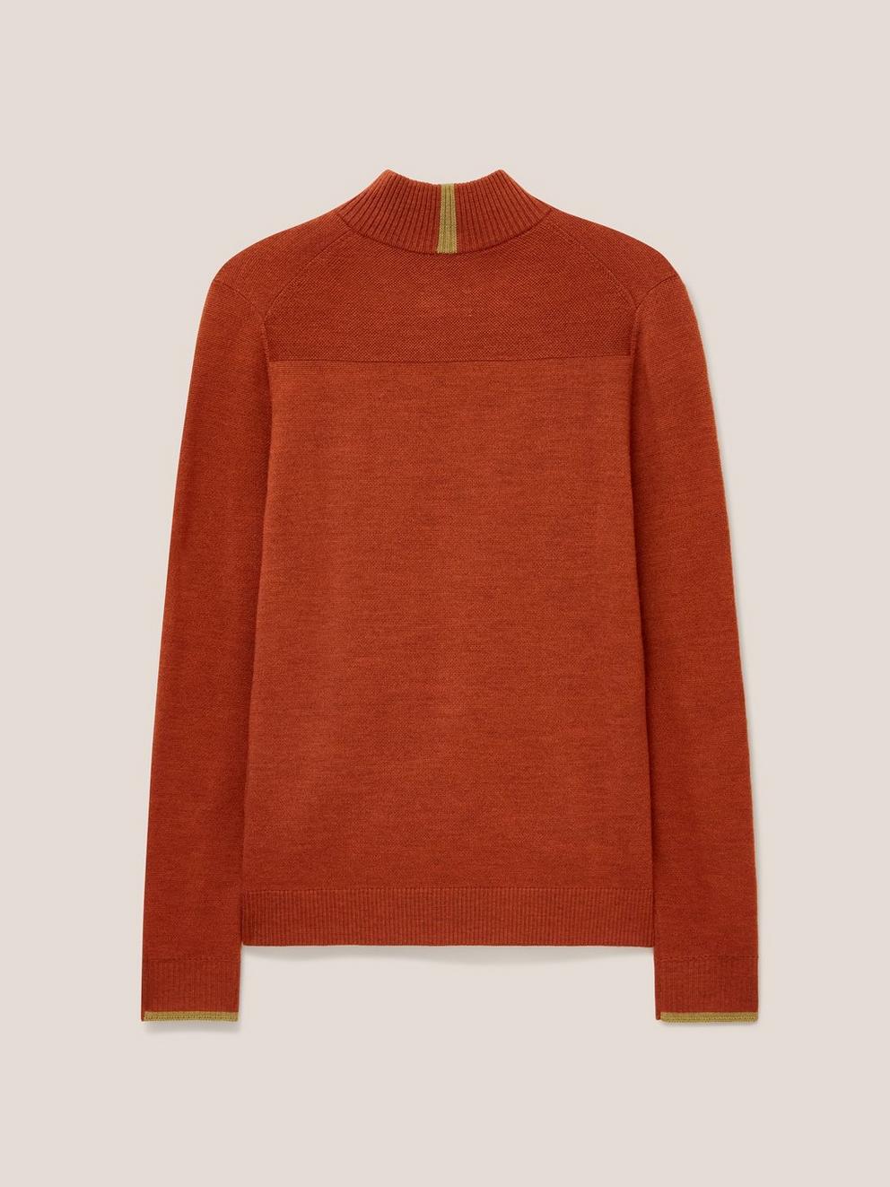 Newport Wool Merino Jumper in DK ORANGE - FLAT BACK