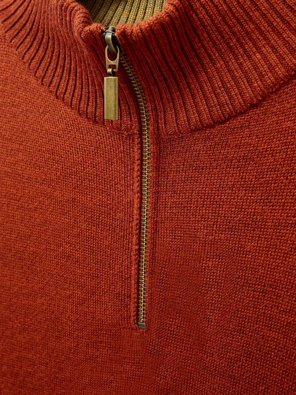 Newport Wool Merino Jumper in DK ORANGE - FLAT DETAIL