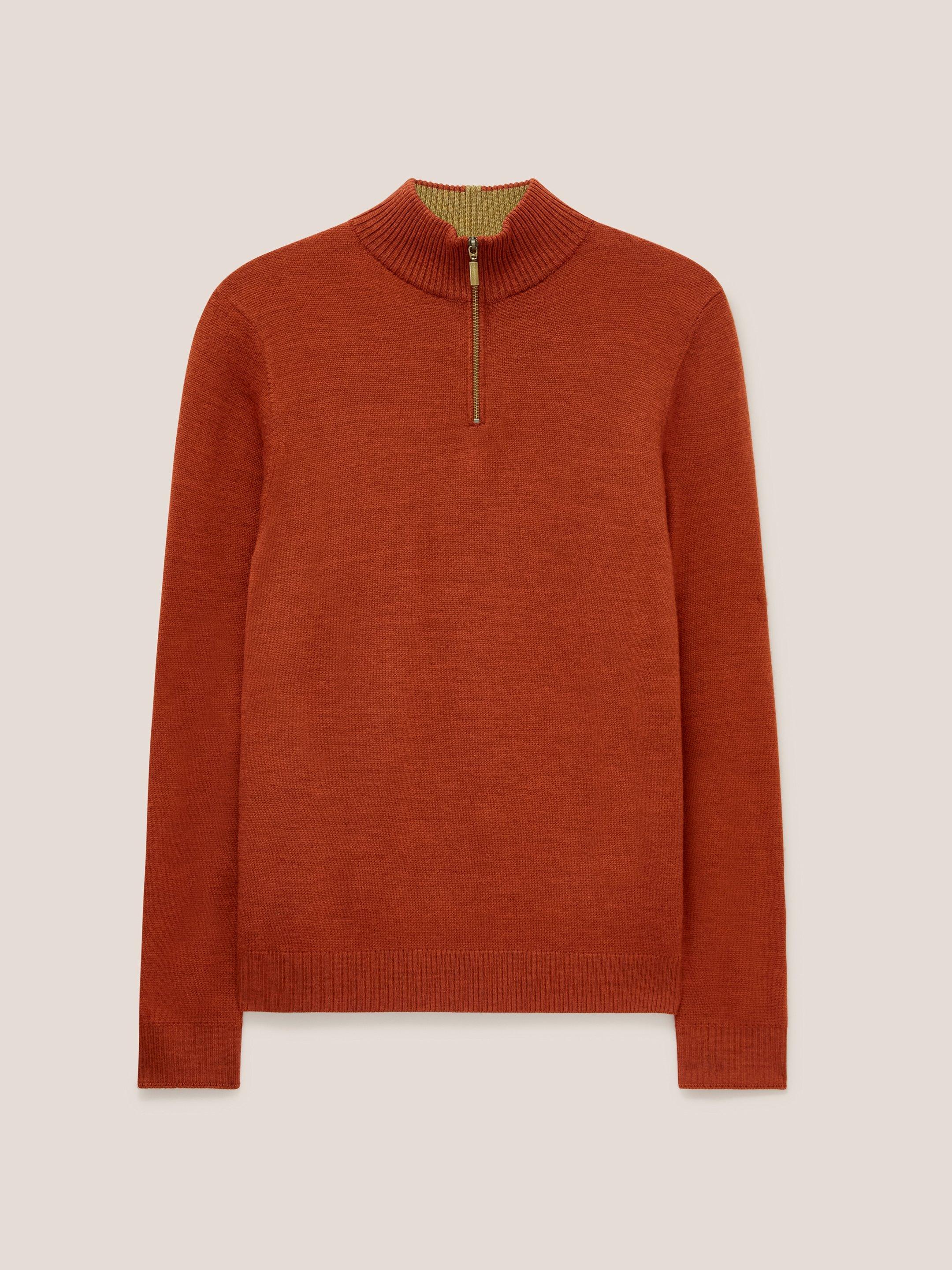 Newport Merino Jumper in DK ORANGE - FLAT FRONT