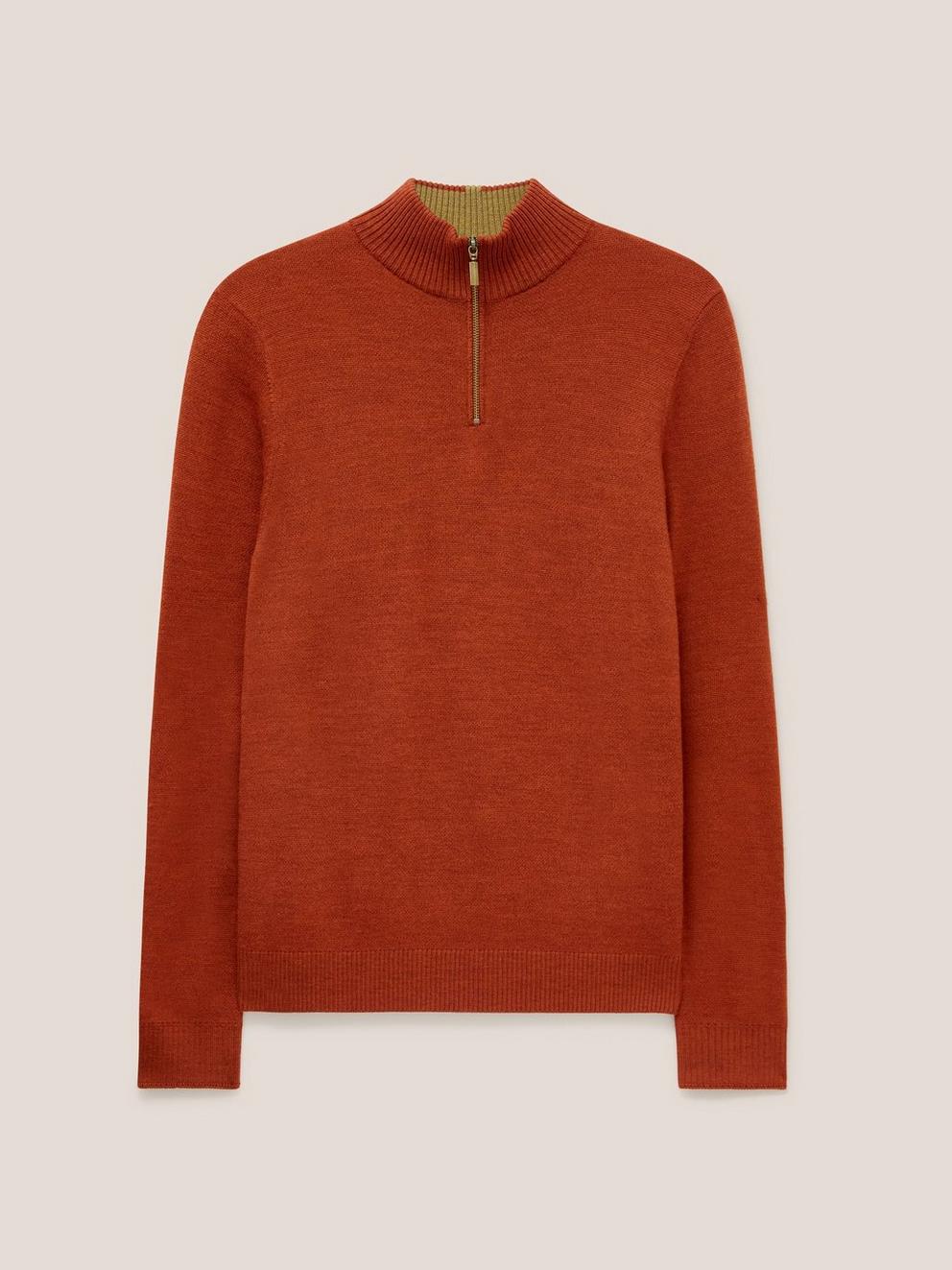 Newport Wool Merino Jumper in DK ORANGE - FLAT FRONT