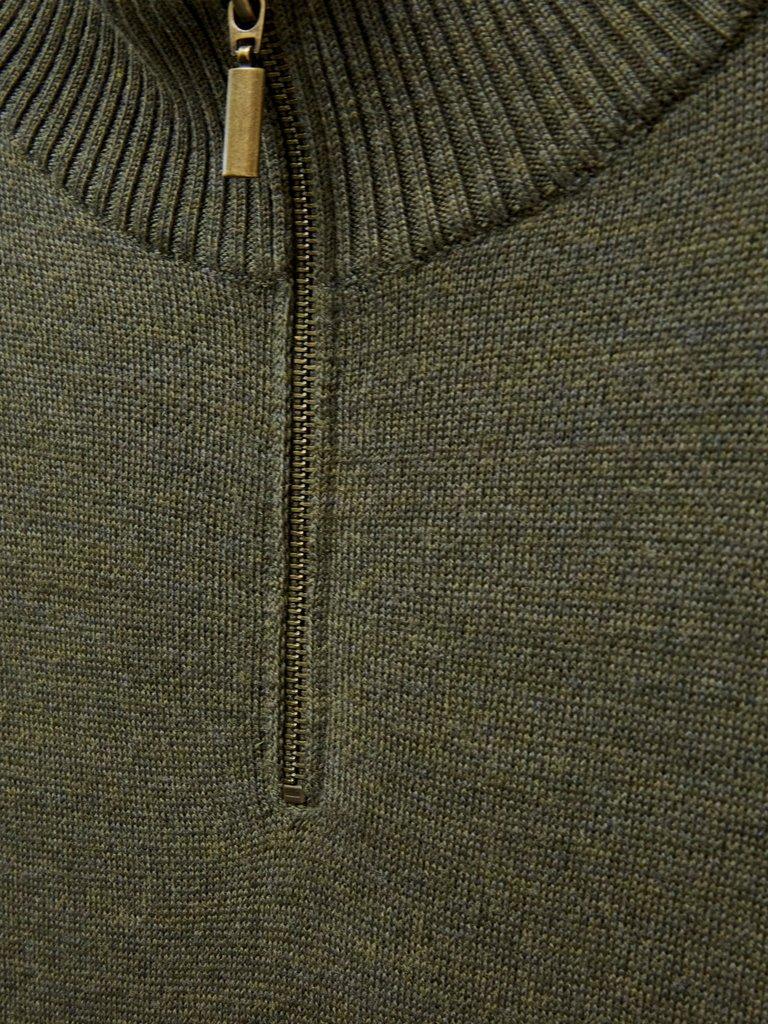 Newport Merino Jumper in KHAKI GRN - FLAT DETAIL