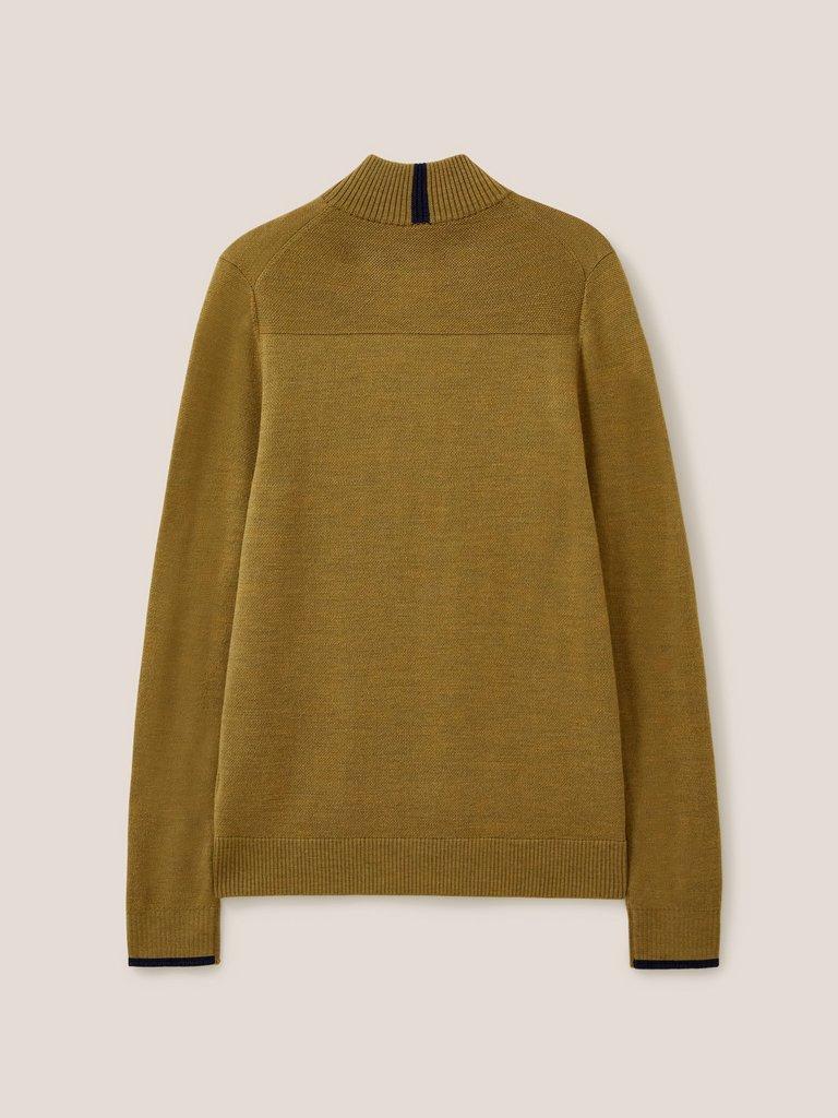 Newport Merino Jumper in MID GREEN - FLAT BACK