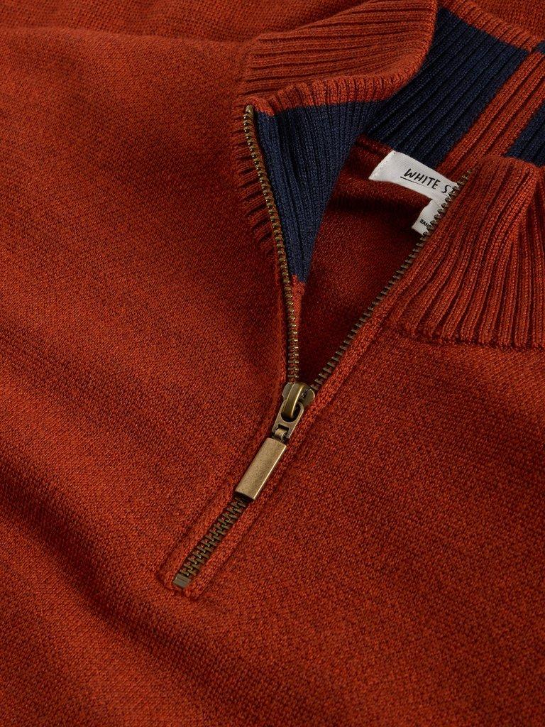 Newport Wool Merino Jumper in MID ORANGE - FLAT DETAIL