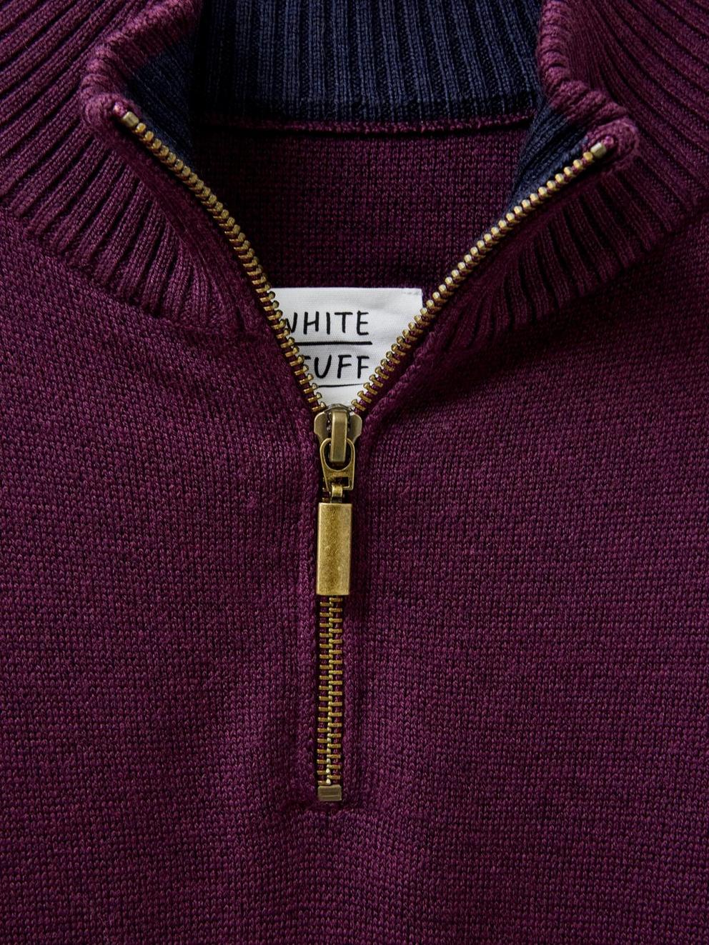 Newport Wool Merino Jumper in MID PLUM - FLAT DETAIL