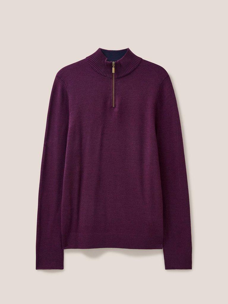 Newport Merino Jumper in MID PLUM - FLAT FRONT