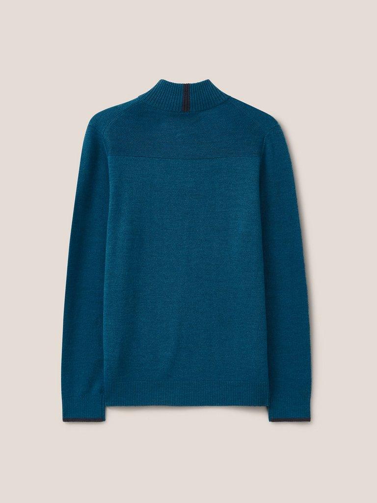 Newport Merino Jumper in MID TEAL - FLAT BACK