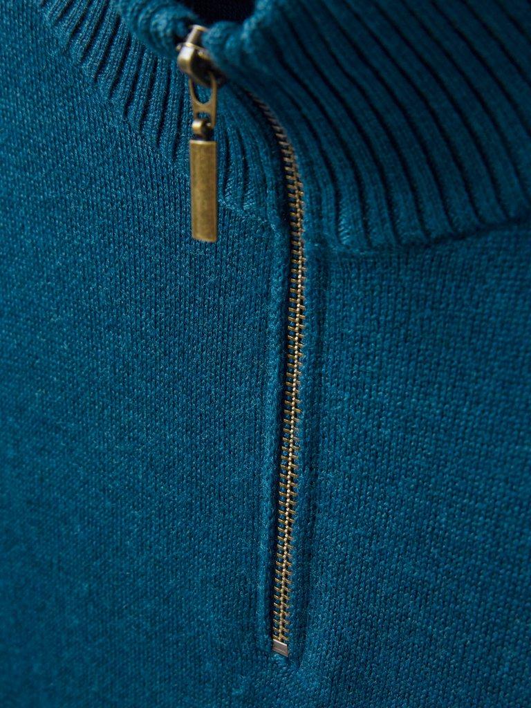 Newport Merino Jumper in MID TEAL - FLAT DETAIL