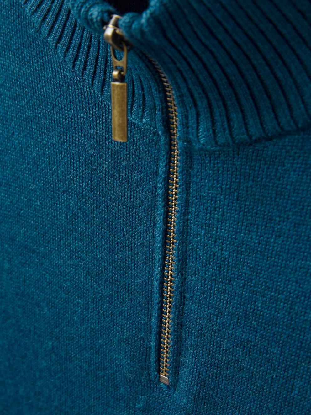Newport Wool Merino Jumper in MID TEAL - FLAT DETAIL