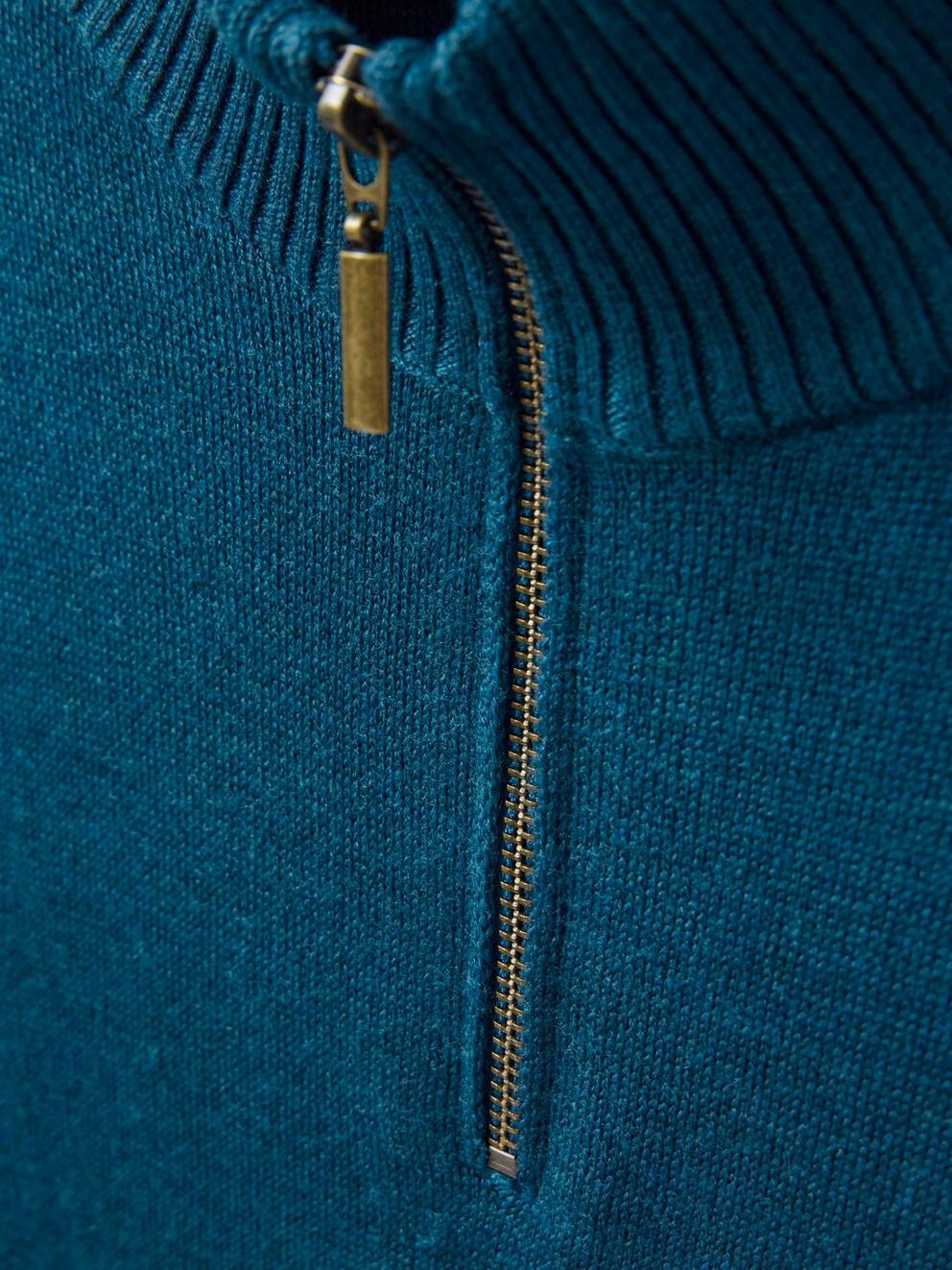 Newport Wool Merino Jumper in MID TEAL - FLAT DETAIL