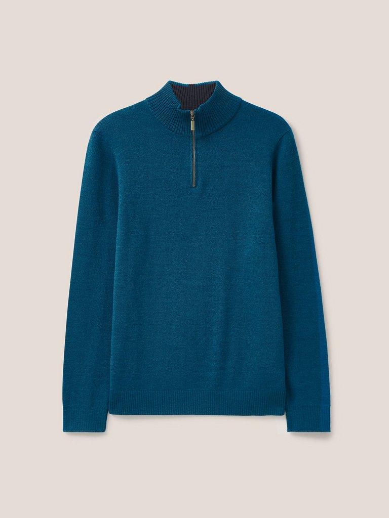 Newport Merino Jumper in MID TEAL - FLAT FRONT