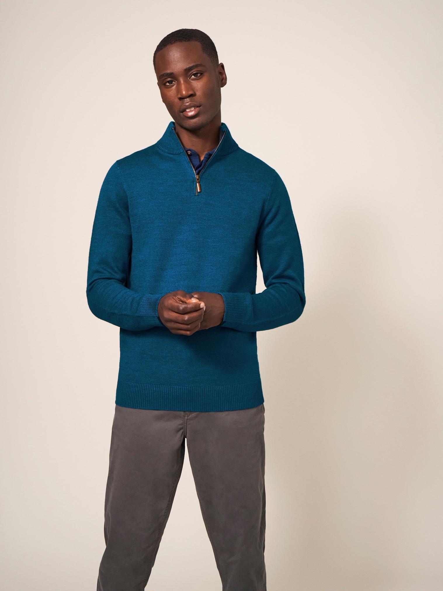 Newport Merino Jumper in MID TEAL | White Stuff