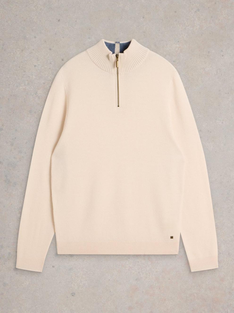 Newport Wool Merino Jumper in PALE IVORY - FLAT FRONT