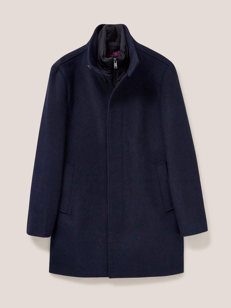 Horsholm Wool Funnel Neck Coat in DARK NAVY - FLAT FRONT