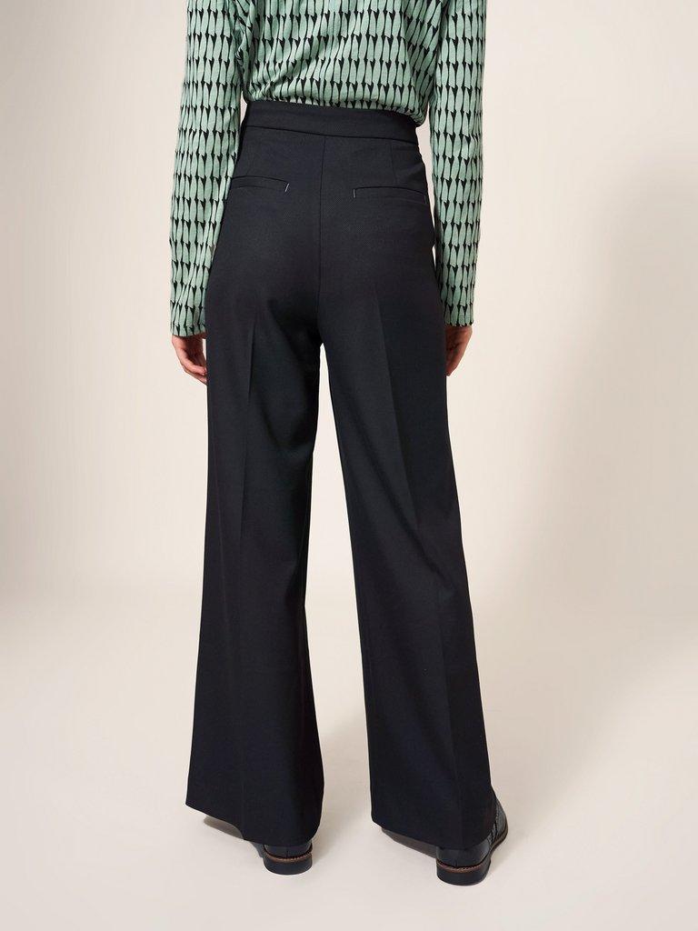 Jenny Wide Leg Trouser in PURE BLK - MODEL BACK