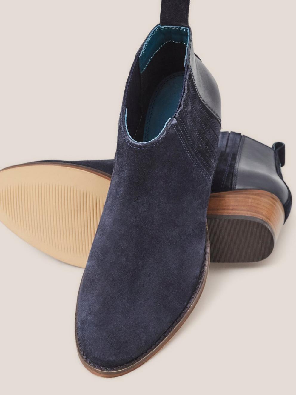 Winona Suede Ankle Boot in DARK NAVY - FLAT DETAIL