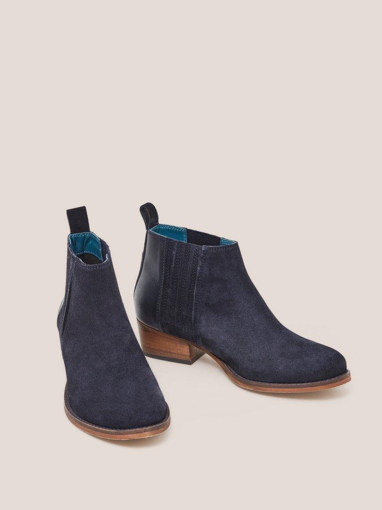 Winona Suede Ankle Boot in DARK NAVY - FLAT FRONT