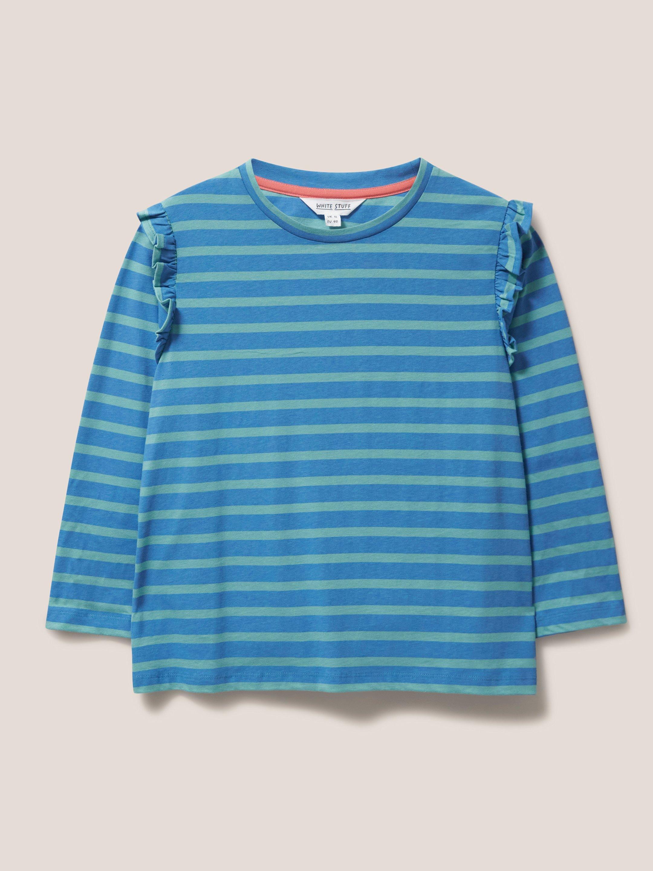Ruffle Tee in BLUE MLT - FLAT FRONT