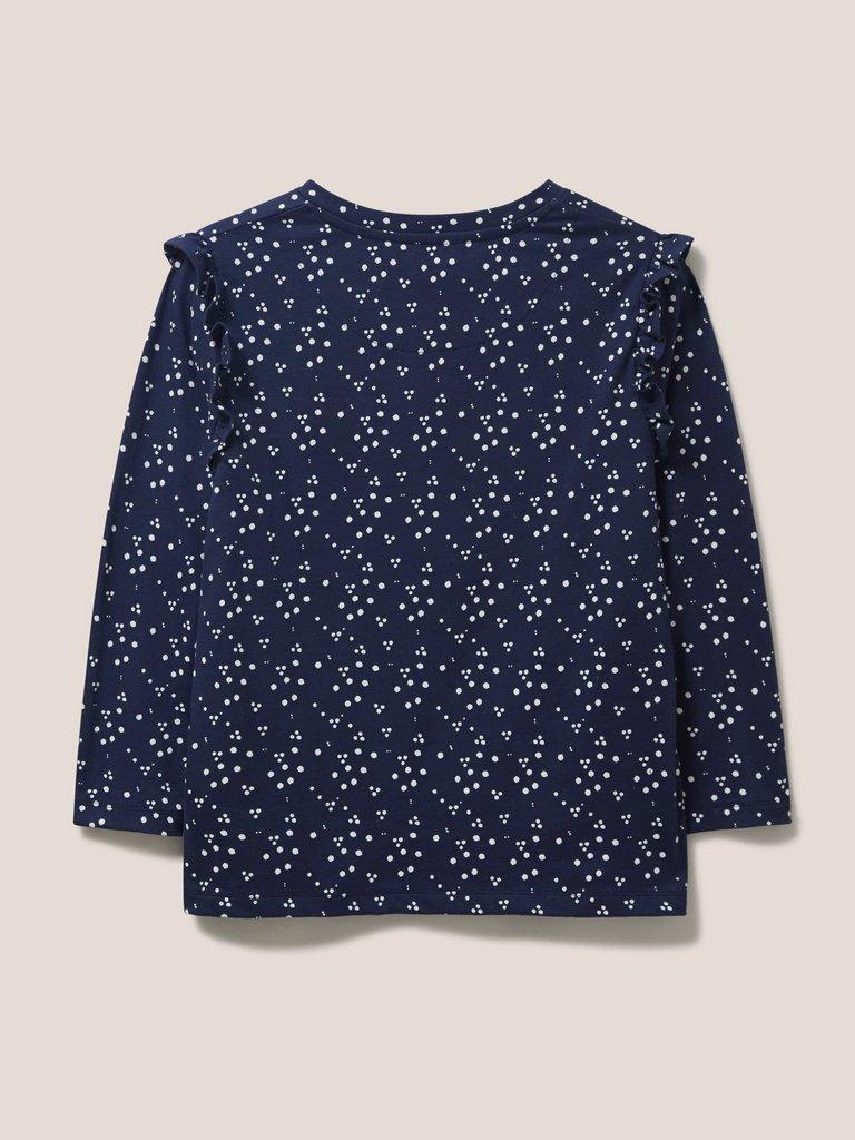 Ruffle Tee in NAVY MULTI - FLAT BACK