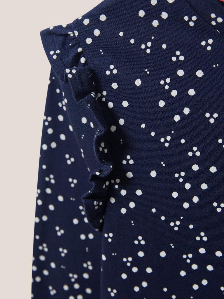 Ruffle Tee in NAVY MULTI - FLAT DETAIL