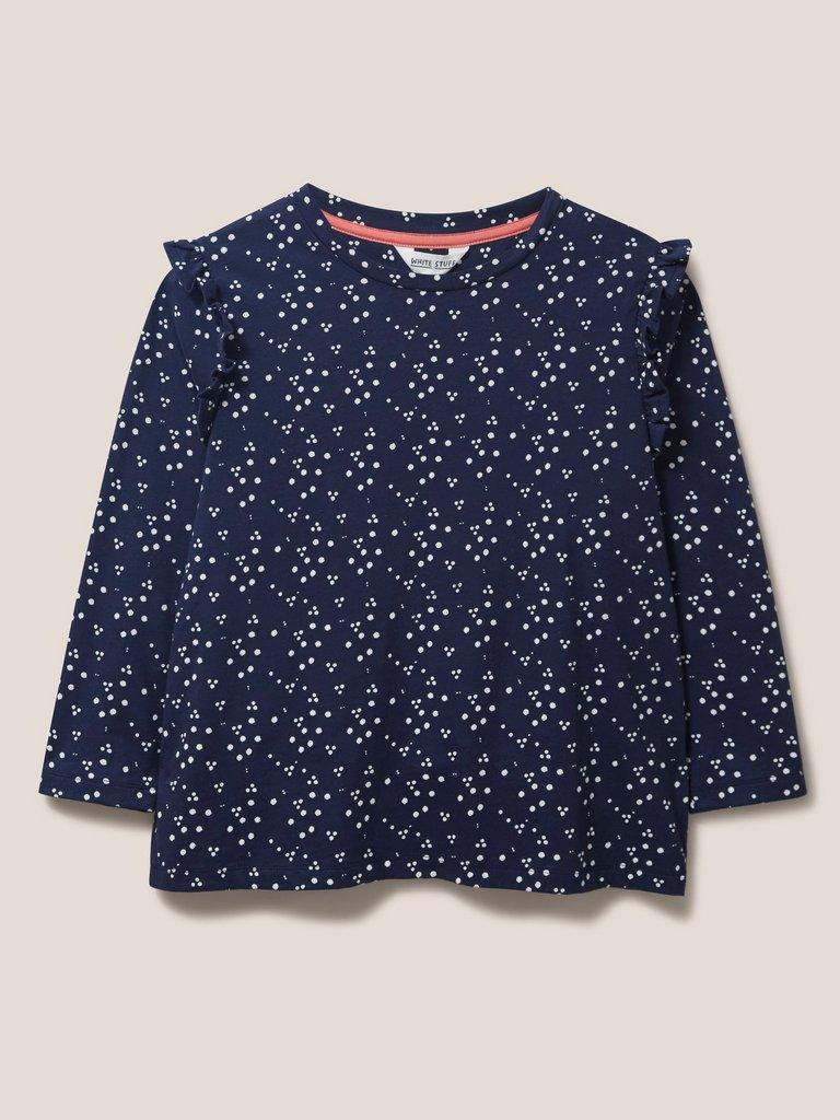 Ruffle Tee in NAVY MULTI - FLAT FRONT