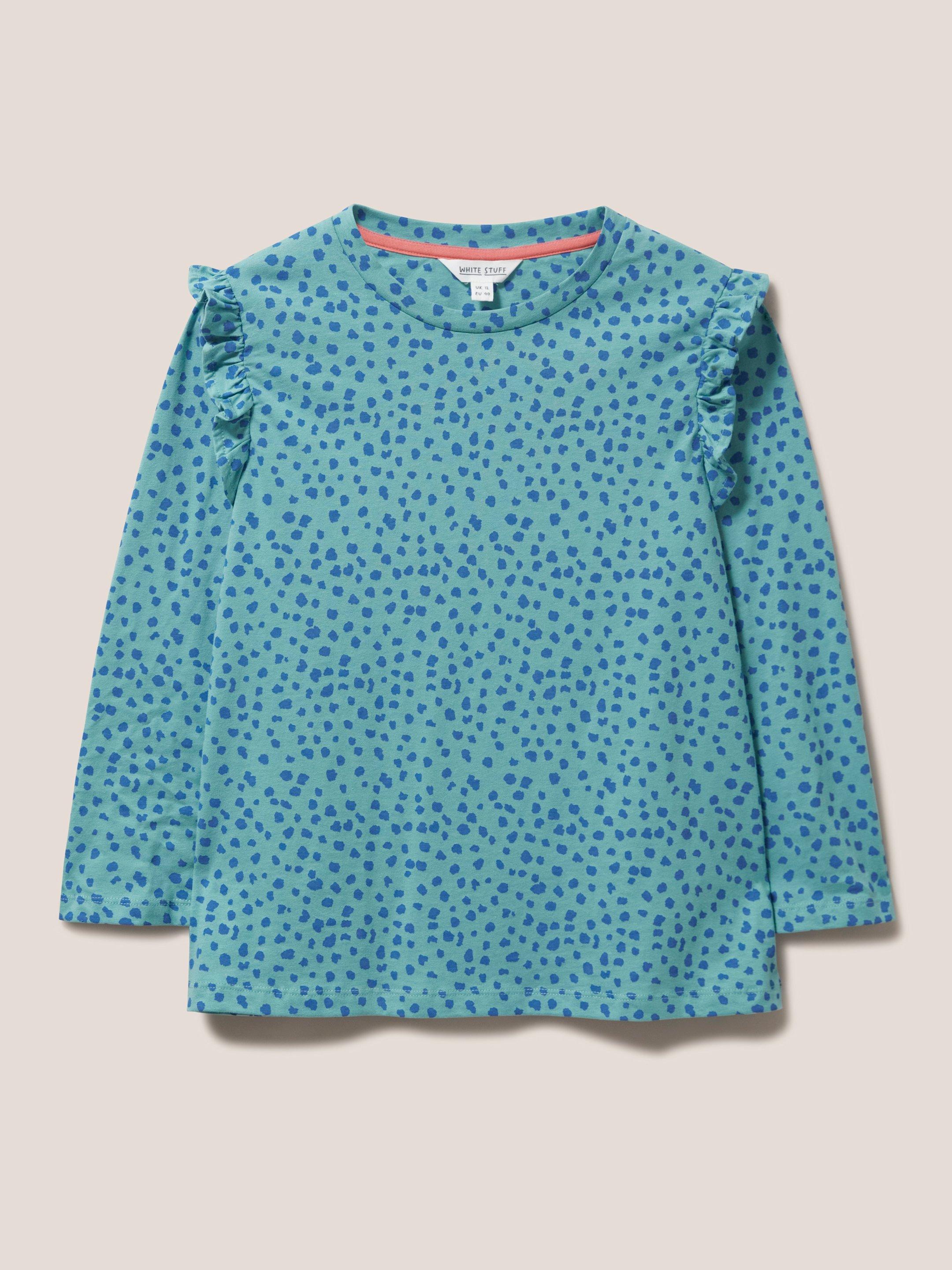 Ruffle Tee in TEAL MLT - FLAT FRONT