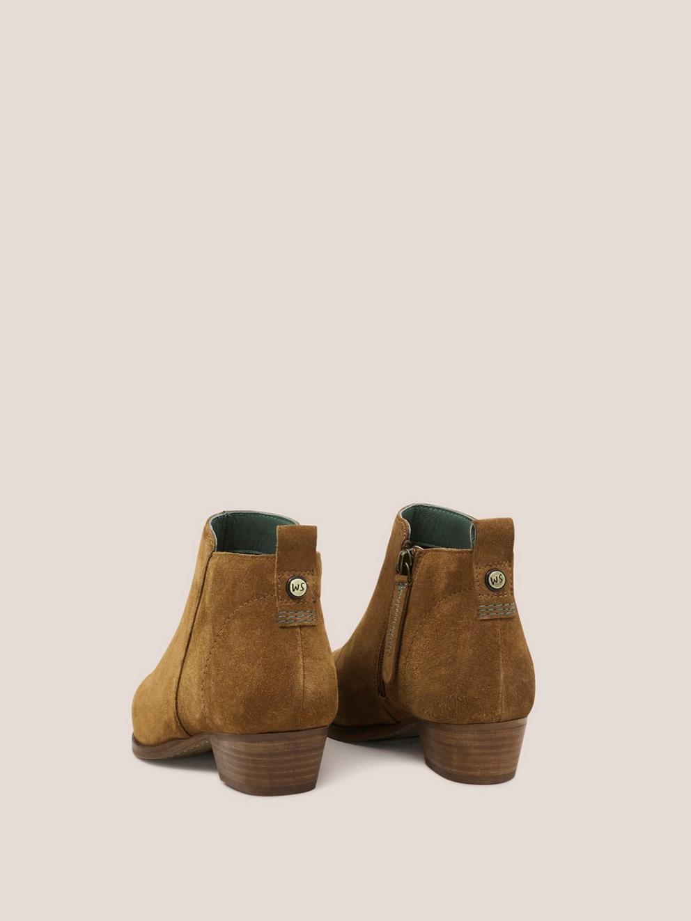 Suede Willow Ankle Boot in DARK TAN - FLAT BACK