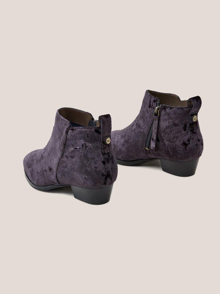 Willow Velvet Ankle Boot in DK GREY - FLAT BACK