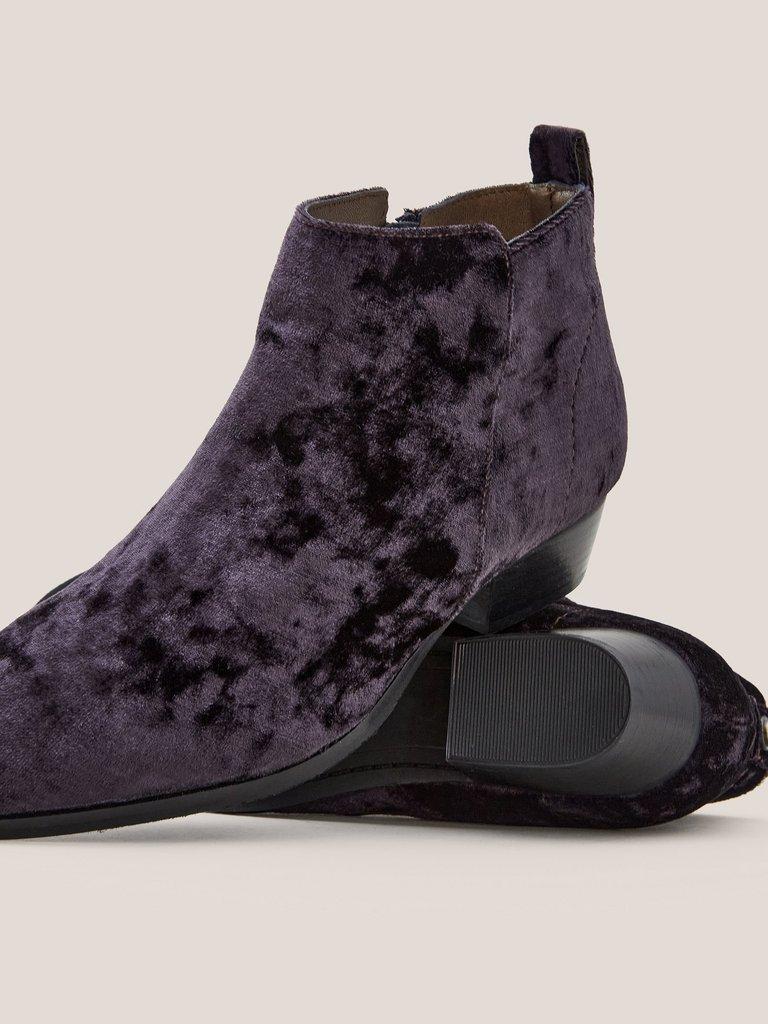 Willow Velvet Ankle Boot in DK GREY - FLAT DETAIL